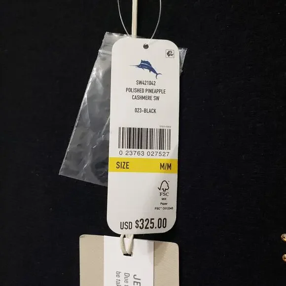 NWT TOMMY BAHAMA Polished Pineapple Merino Wool Cashmere Sweater Women's Medium - Picture 3 of 10